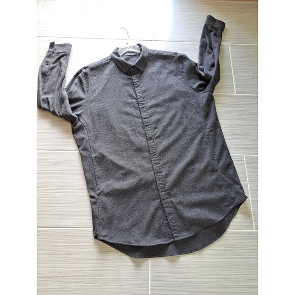Alexander Wang Wool-Blend Flannel Oversized Shirt Button-Up Grey L Mens Designer - Picture 9 of 13